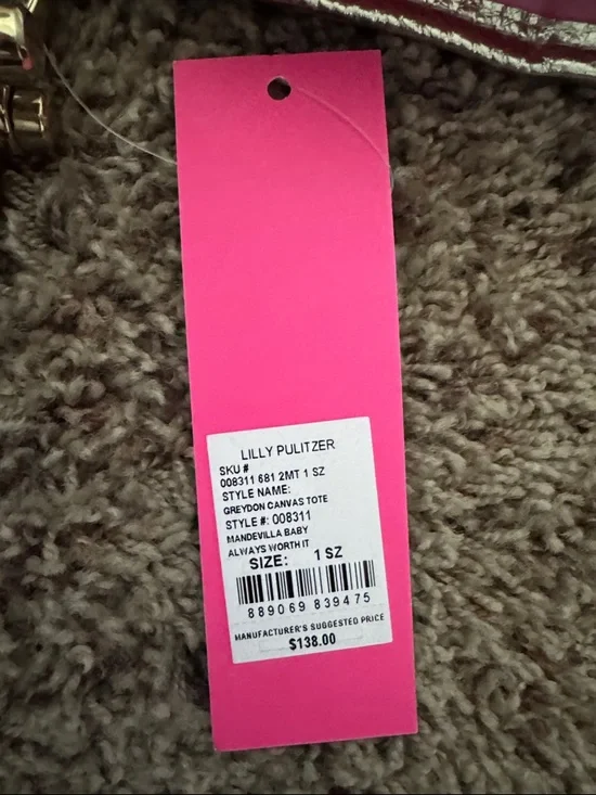 Lilly Pulitzer Greydon Canvas Tote in Mandevilla Baby Always Worth It - Picture 8 of 9